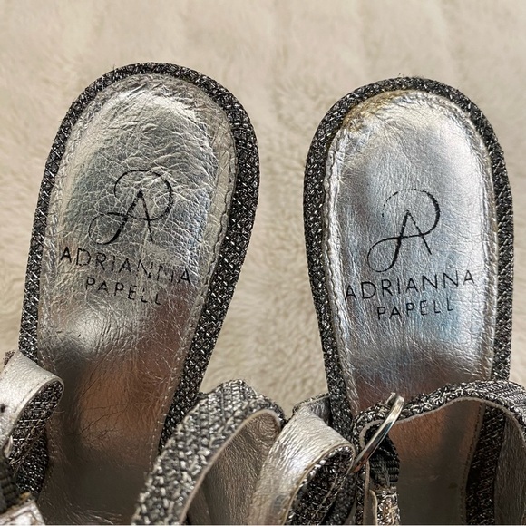 Adrianna Papell Silver Peep Toe Ankle Strap Formal Elegant Heels Size 8.5 - Picture 9 of 15